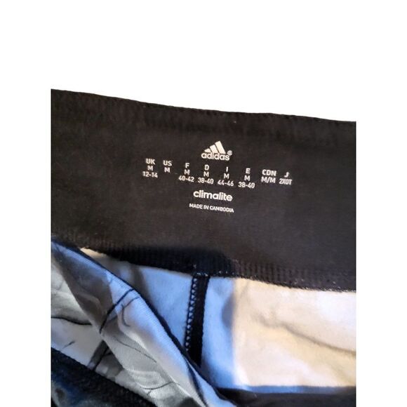 Adidas Leggings Women‎ Sz M Climalite Graphic Print Crop Black White Athleisure - Picture 6 of 6